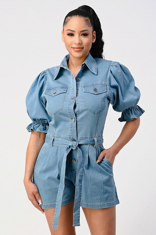 Denim Button Down Romper