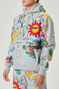 All over Hand Drawing & Chenille Patch Hoodie