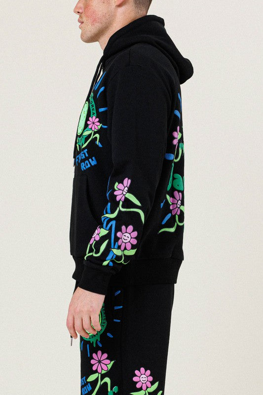 Flower Graphic Terry Pullover