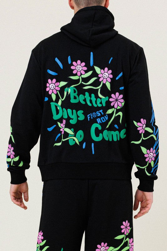 Flower Graphic Terry Pullover