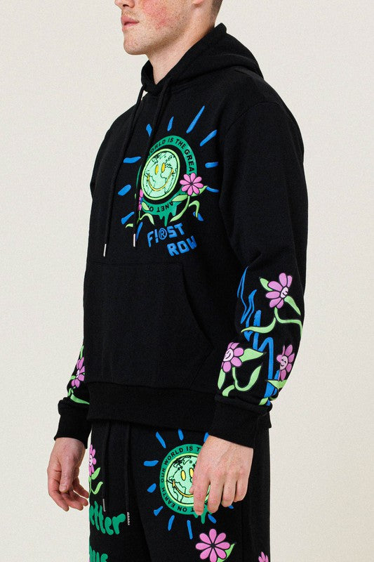 Flower Graphic Terry Pullover