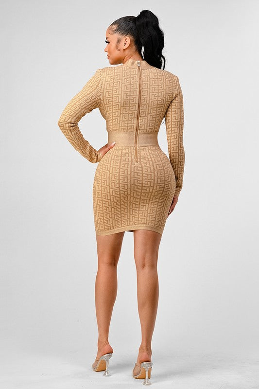 Wanderlust Gold Bandage Dress