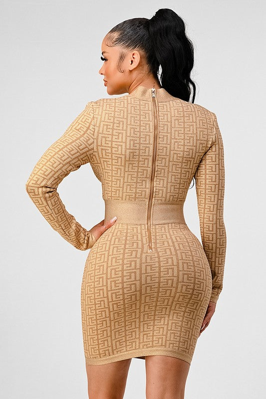 Wanderlust Gold Bandage Dress