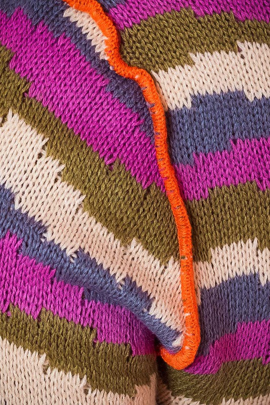 Flirty Striped Long Sleeve Crop Knit Top