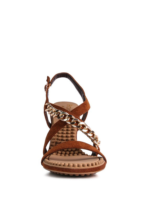 DOMEDA Metal Chain Mid Heel Sandal