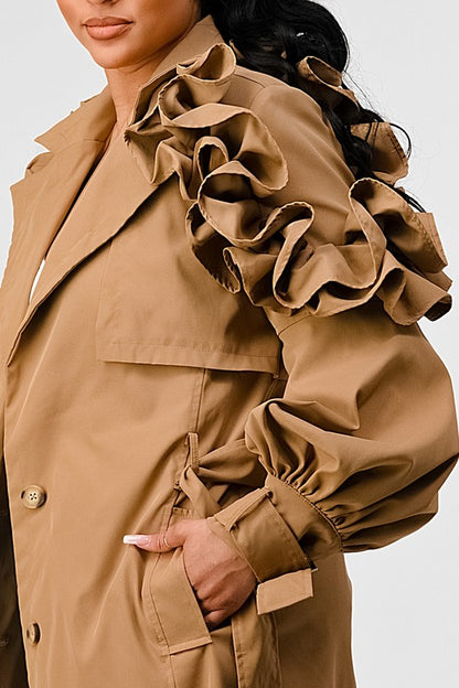 Fallin Floral Sleeve Trench Coat