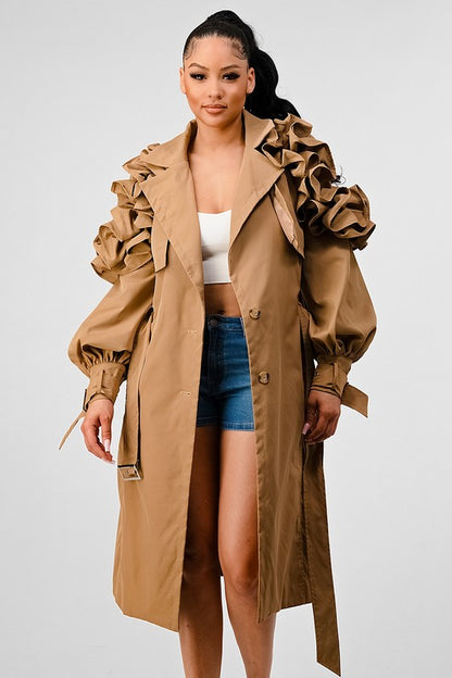 Fallin Floral Sleeve Trench Coat