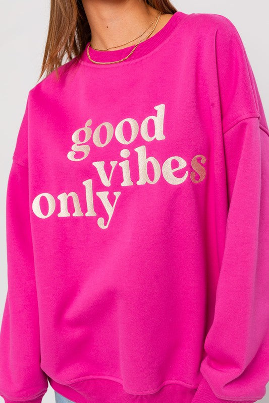 Letter Embroidery Oversized Sweat Shirt