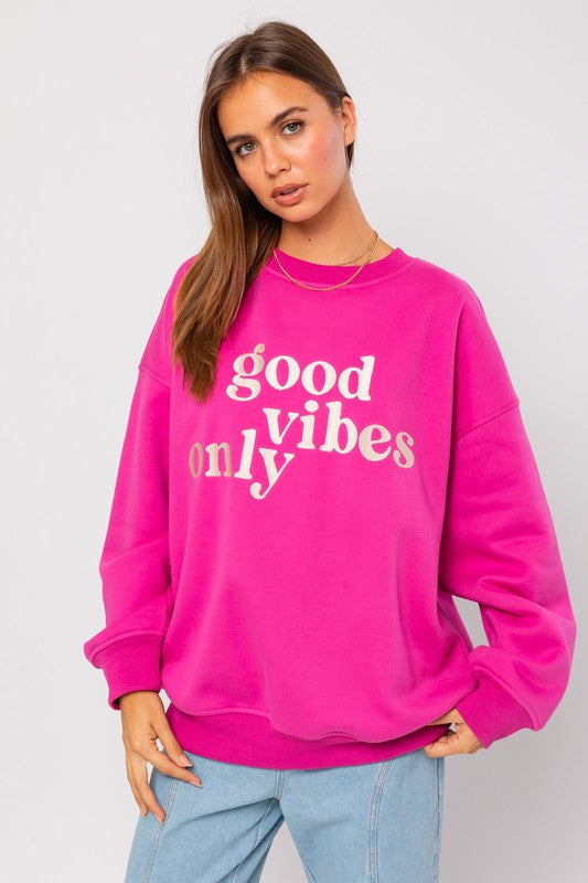 Letter Embroidery Oversized Sweat Shirt