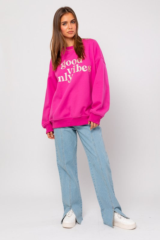 Letter Embroidery Oversized Sweat Shirt