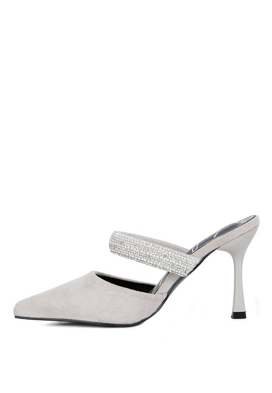 Fauci Diamante Strap Heeled Mules