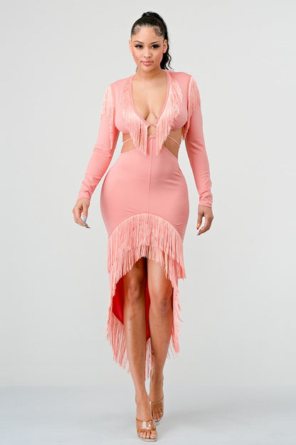 Calling The Shots Tassle Bandage Dress