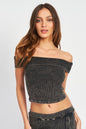 Garment Dye Strapless Crop Top