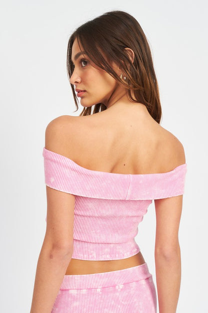 Garment Dye Strapless Crop Top