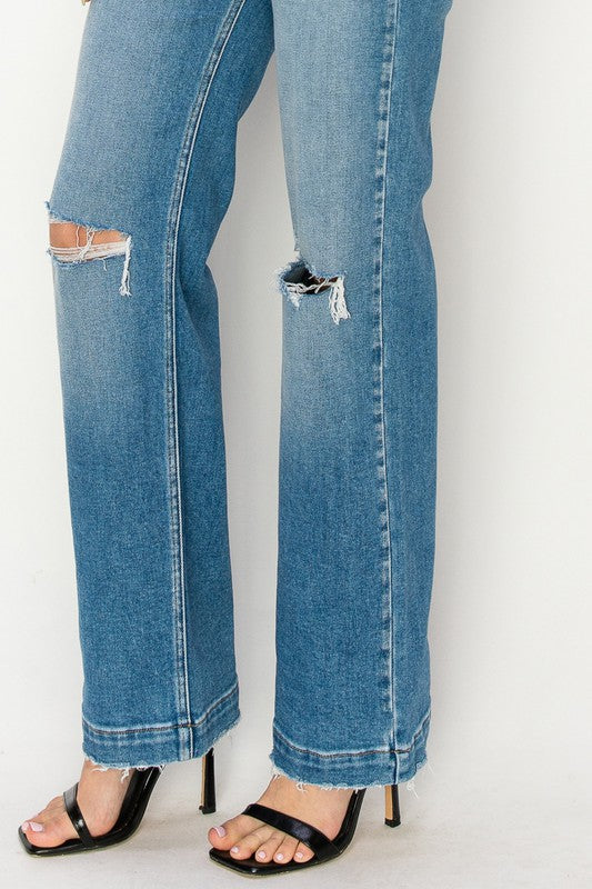 Plus Size - High Rise Straight Leg Jeans