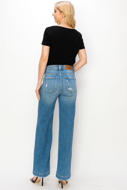 Plus Size - High Rise Straight Leg Jeans