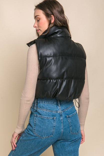 My Preference PU Faux Leather Puffer Vest