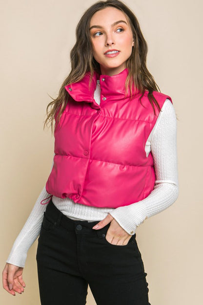 My Preference PU Faux Leather Puffer Vest