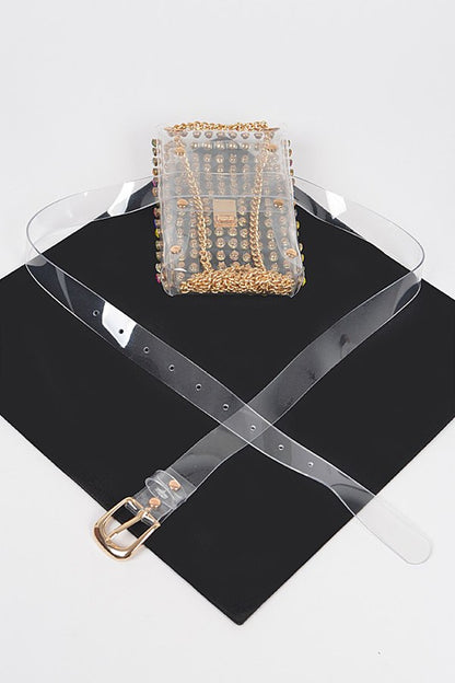 Studs Clear Convertible Plus Size Belt Bag