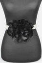 Oversize Satin Flower Pearl Strand Elastic Belt