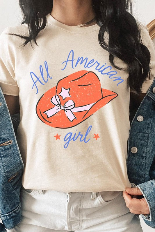 All American Girl Fourth Of July Graphic T Shirts