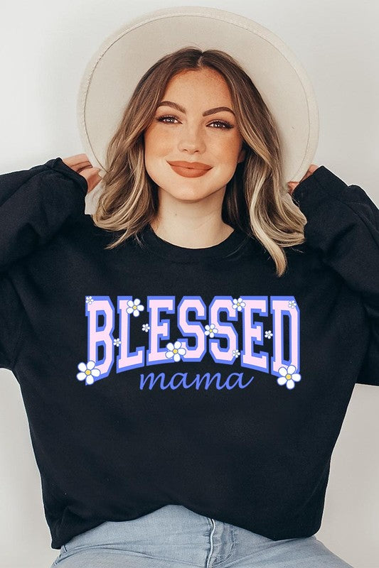 Blessed Mama Oversized Graphic Fleece Sweatshirts