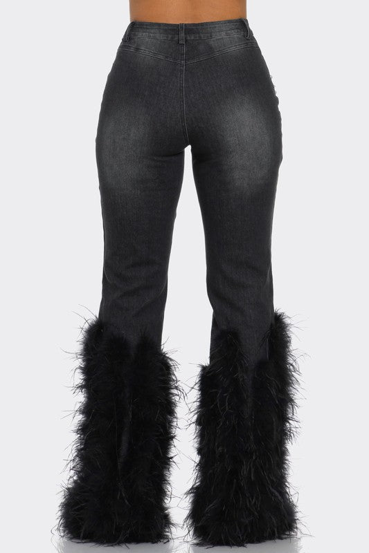 Off Limits Distressed Pearl Feather Jeans