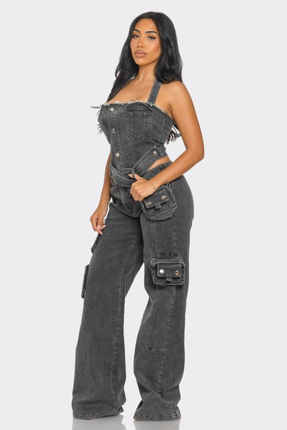 No Bounds Utility Denim Jumpsuit