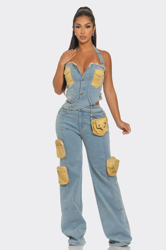 No Bounds Utility Denim Jumpsuit