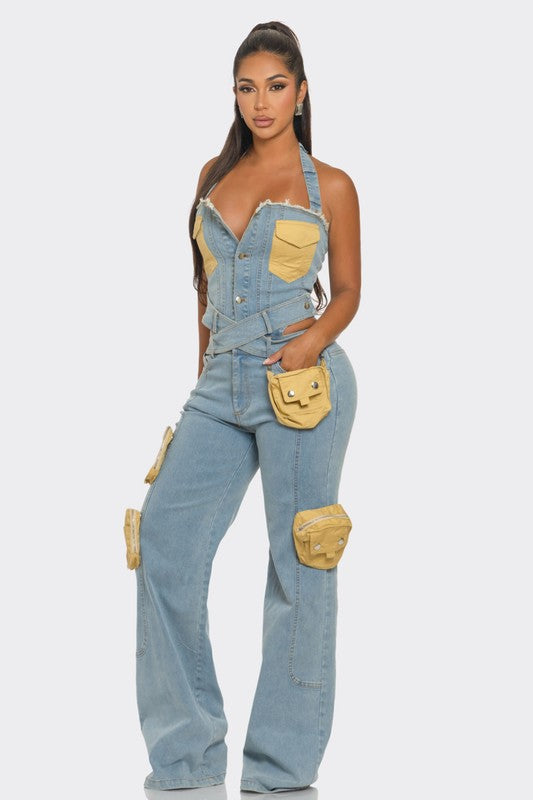 No Bounds Utility Denim Jumpsuit