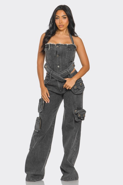 No Bounds Utility Denim Jumpsuit