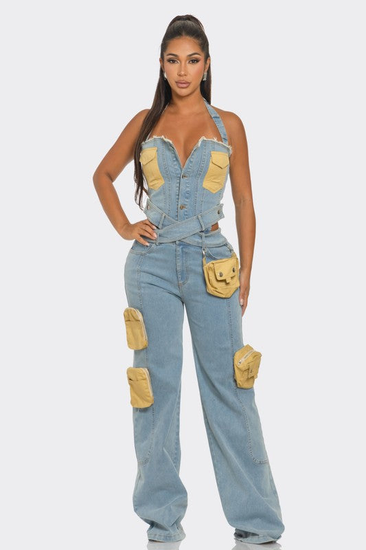 No Bounds Utility Denim Jumpsuit