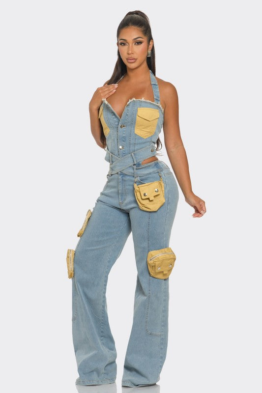 No Bounds Utility Denim Jumpsuit