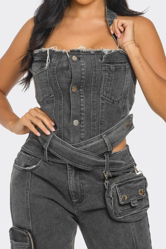 No Bounds Utility Denim Jumpsuit