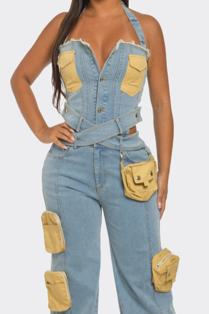 No Bounds Utility Denim Jumpsuit