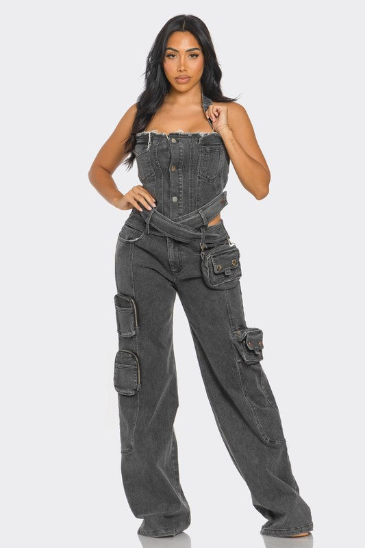 No Bounds Utility Denim Jumpsuit