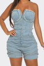 Sudden Silence Frayed Edge Denim Corset Romper