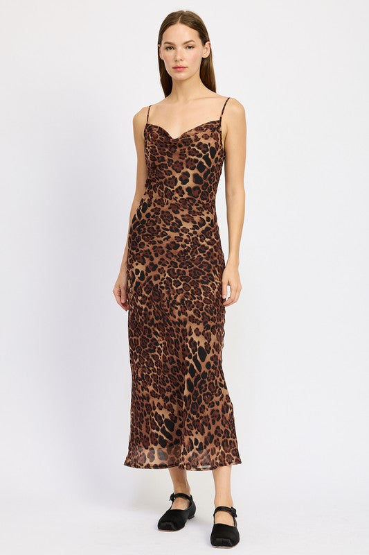 Leopard Spaghetti Strap Maxi