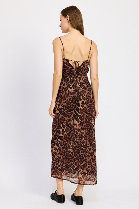 Leopard Spaghetti Strap Maxi