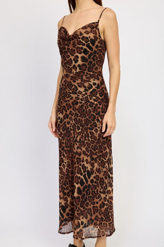 Leopard Spaghetti Strap Maxi