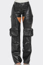 Flowing Freely Cut Out Leather Cargo Pants