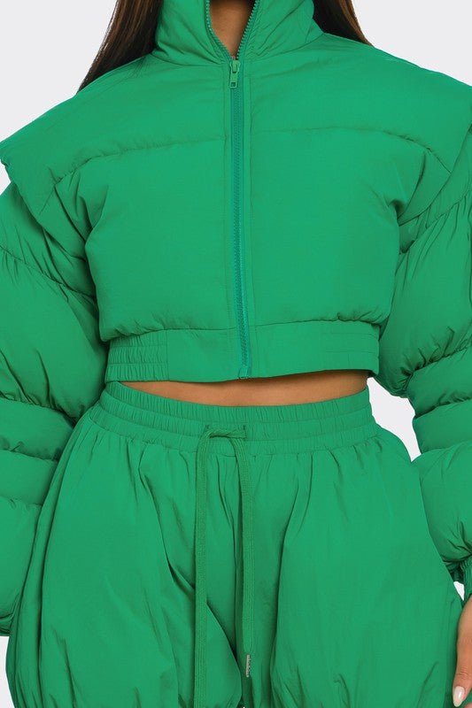 Windy Nights Green Puffy Set