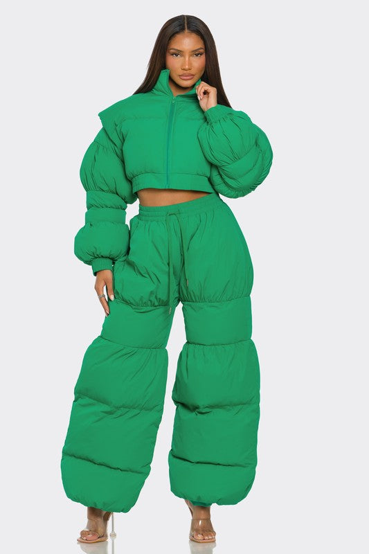 Windy Nights Green Puffy Set