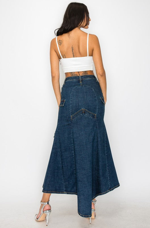 HI-LO Denim Skirt Dark