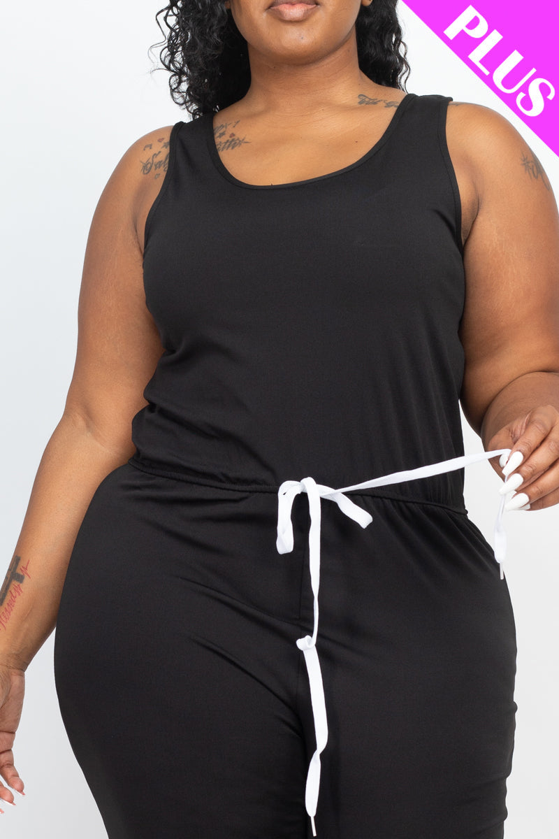 Plus Elasticized Waist Jogger Jumpsuit