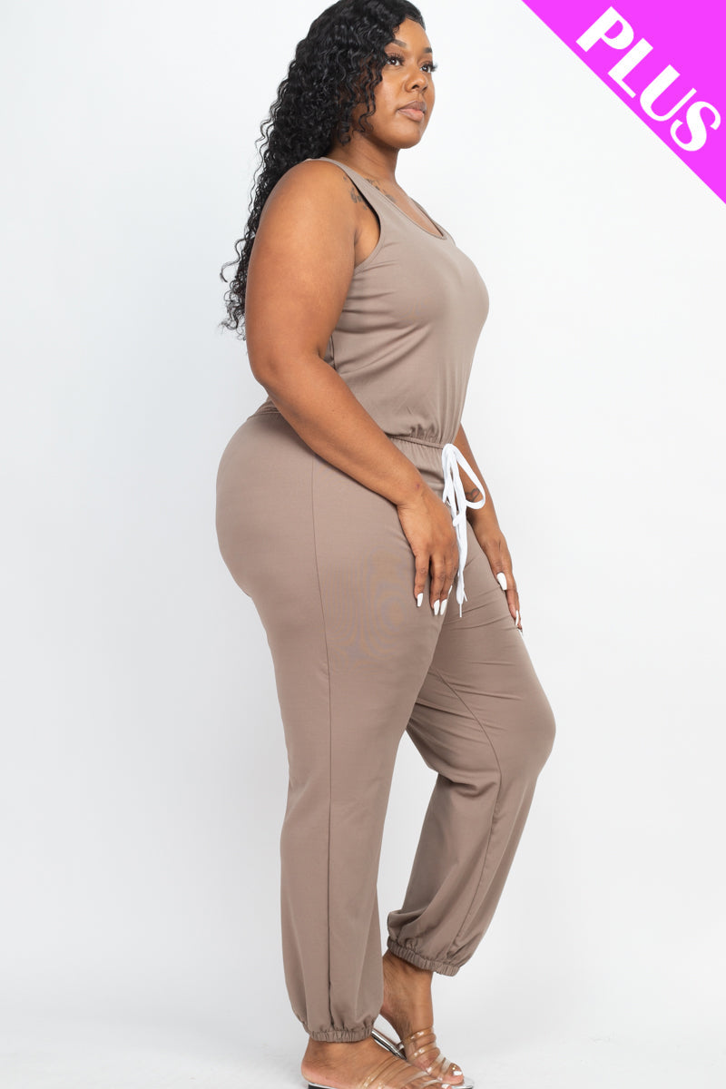 Plus Elasticized Waist Jogger Jumpsuit