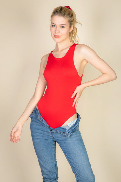 Casual Solid Tank Bodysuit