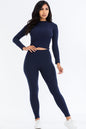 Ribbed Mock Neck Long Sleeve Top & Leggings Set