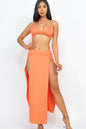 Bra top and side slit maxi skirt