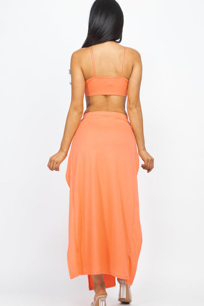 Bra top and side slit maxi skirt